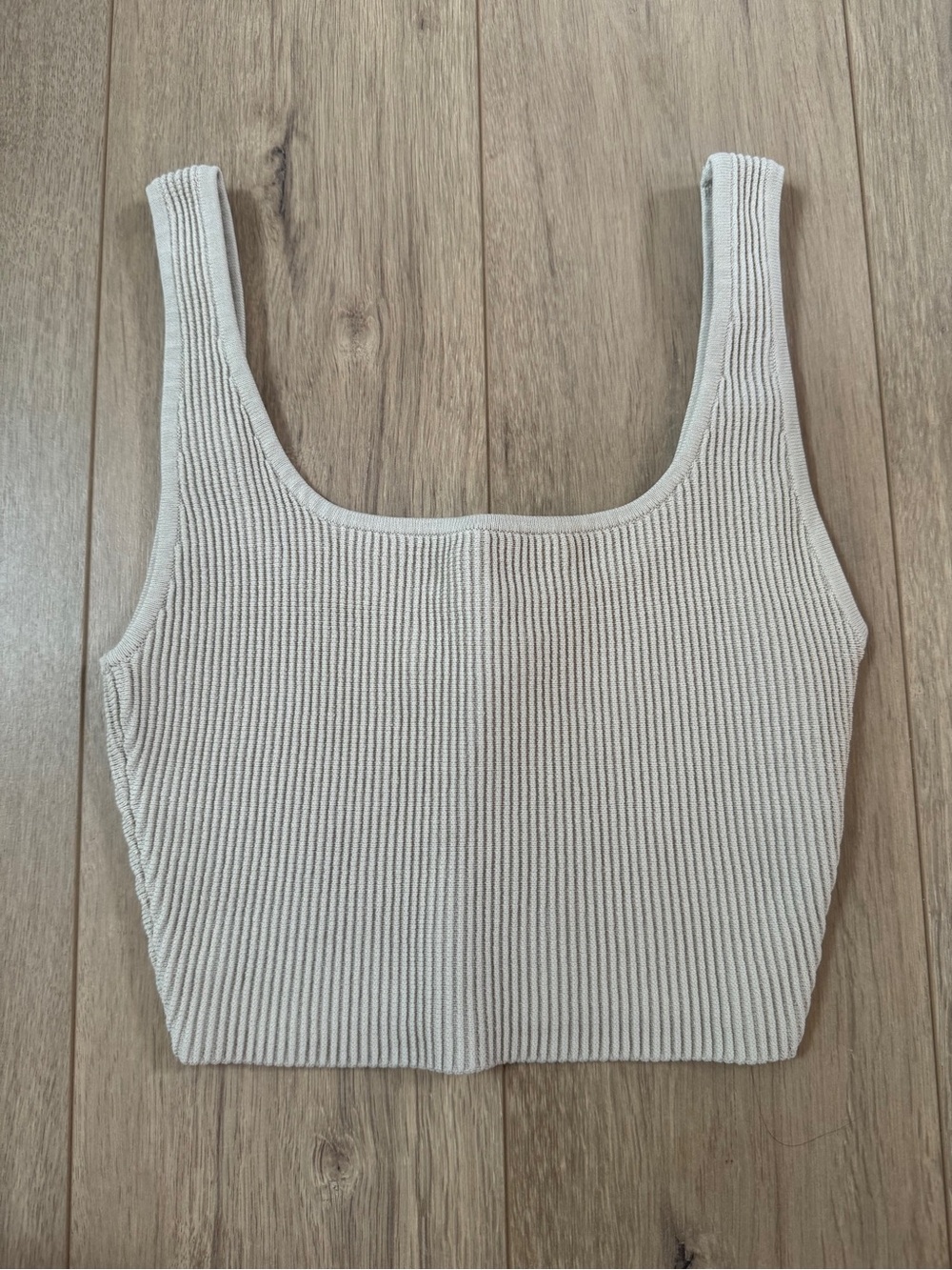 Babaton Sculpt Knit Square-Neck Crop Top in Matte Pearl